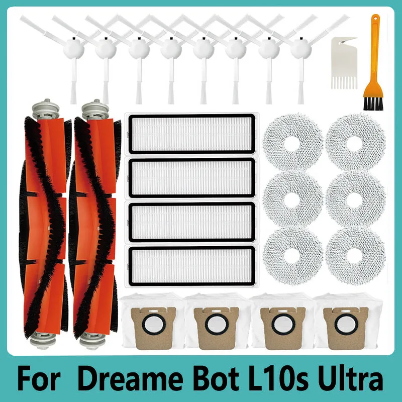 

For Xiaomi Dreame Bot L10s Ultra Robot Vacuum Cleaner Spare Parts Accessories Main Side Brush Hepa Filter Mop Rag Dust Bag