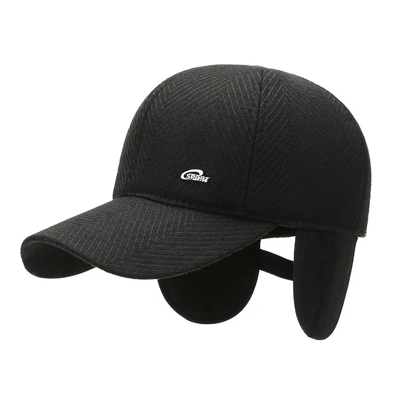

Winter with earmuffs windproof ear protection baseball cap men's middle-aged and elderly outdoor plus velvet thick warm fit hat