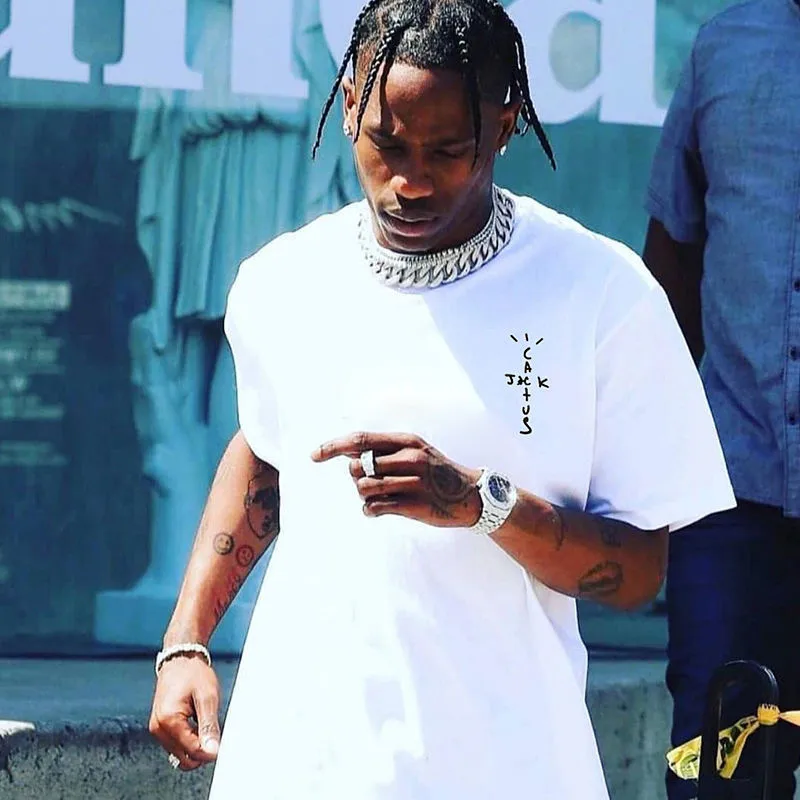 

Travis Scott Men's Summer Cotton Shirt Crew T-Shirt Cotton Hip Hop High Street Fashion Skateboard Trend Short Sleeve Top