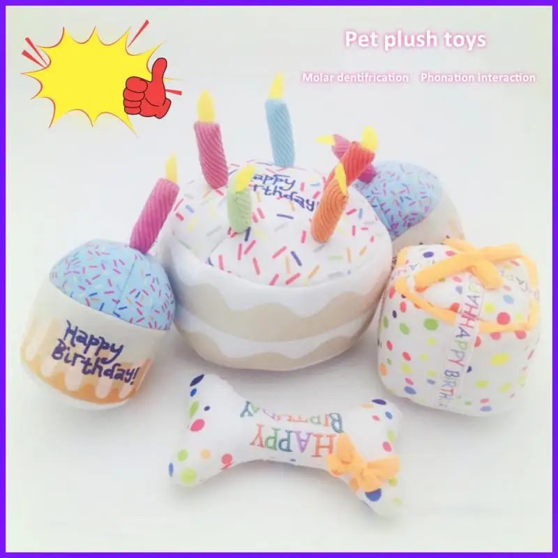 

Big Plush Soft Cupcake Pet Toy Plush Birthday Cake Pet Toys Dog Supplies Dog Toy Celebration Squeaky Dog Toys Small Plush