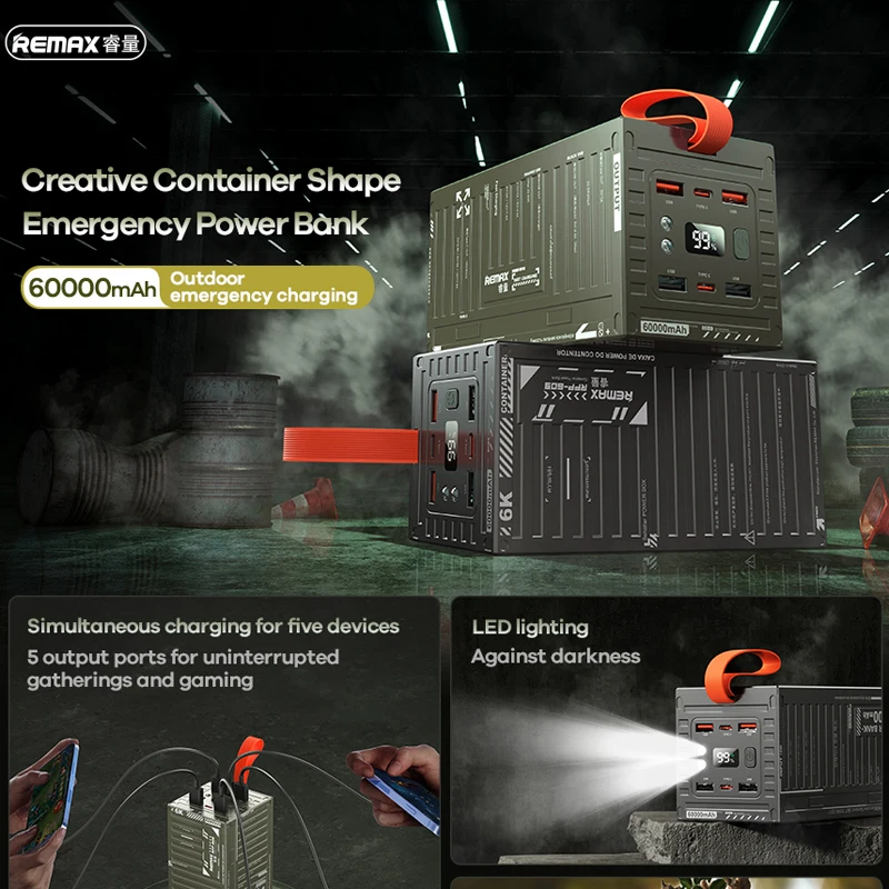 REMAX 60000 мАч Power Bank повышенной емкости быстрая зарядка для iPhone iPad MacBook ноутбука