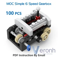 high tech simple 6 speed sequential gearbox set moc building blocks compatible with power functions kit technical bricks kid toy