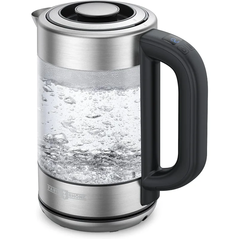 

Rhône Electric Kettle, 1.7L Glass & Stainless Steel Heater, Tea Kettle with 6 Temperature Settings Touch Control Electric Teapot