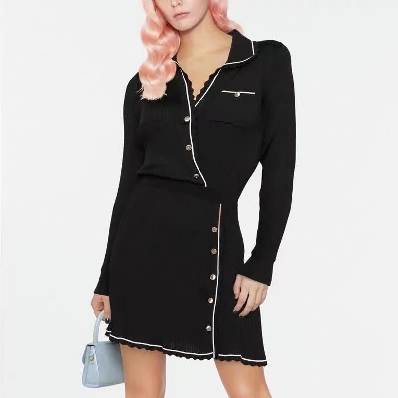 

Женское мини-платье с поясом, свободное платье из металлического волокна с пуговицами и буффами на рукавах в стиле барокко, осень 2022