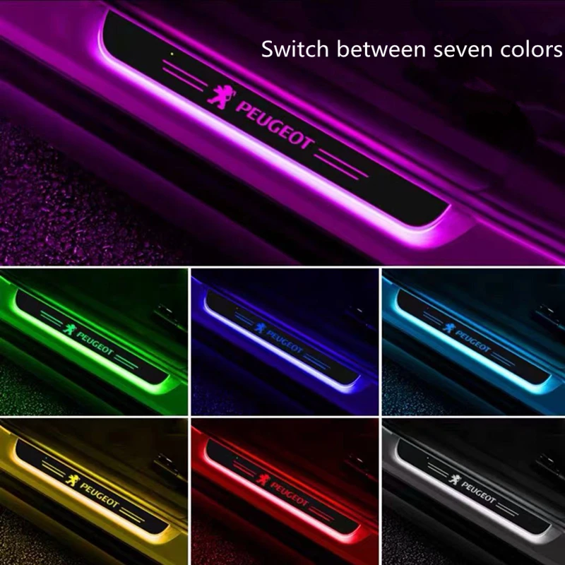 

Car Acrylic LED Wireless Door Sill Pathway Light For Peugeot 208 308 2008 3008 5008 108 RCZ 4008 207 407 408 508 106 107 301 607