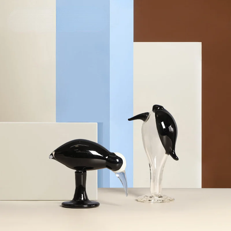 Прозрачная стеклянная статуэтка с птицами |