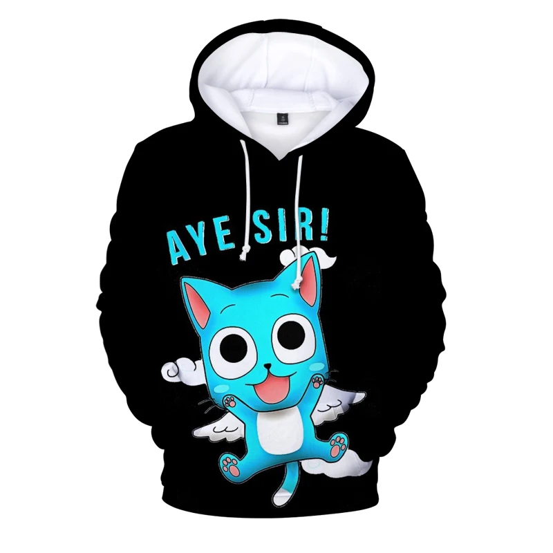 

Novelty Fairy Tail Happy Cat 3d Hoodies Sweatshirt 2021 Autumn Anime Graphic Hoodie Fairy Tail Full 3d Boys Thin Sweatshirt Men-