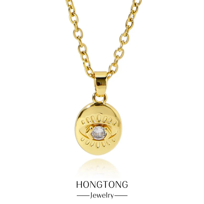 

HONGTONG Classic Normal O Chain Demon Eye Drops Stainless Non-fading 18k Pendant Necklace Women Love Necklace Jewelry