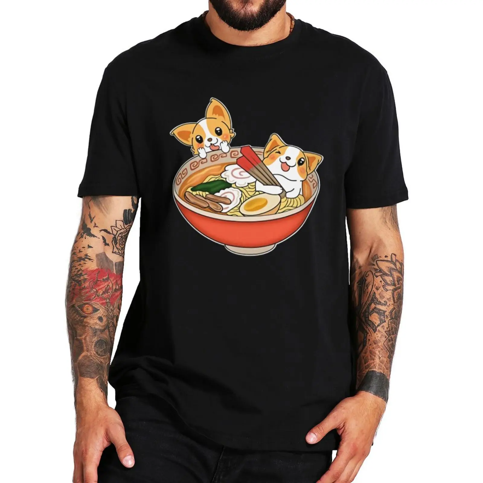 

Kawaii Anime Corgi Dog T Shirt Funny Japanese Ramen Novelty Gift Tshirts For Men Women Harajuku 100% Cotton Tee Top