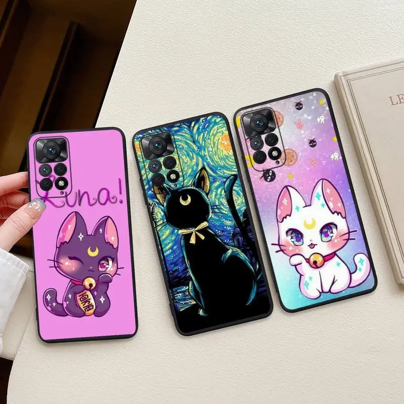 

Cute Sailor Moon Cat Phone Case For Redmi Note 11E 11S 11 10 9 Pro 9A K20 K30 K40 Soft Silicone Cover