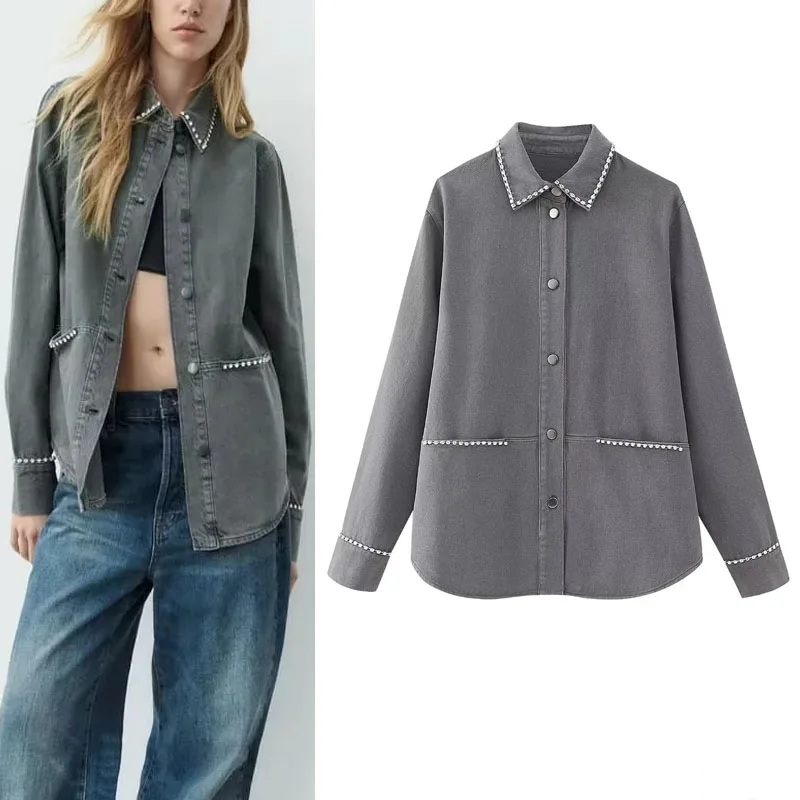 

Женская ветровка с отложным воротником, с длинным рукавом