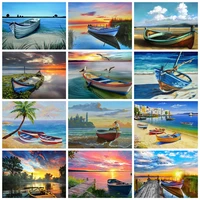 full square 5d diy diamond mosaic embroidery river ferry crystal diamond painting landscape picture of rhinestones home decor