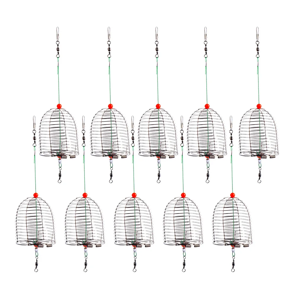 

10 PCS Metal Bait Cage Baskets Fishing Tackle Feeder Carp Trap Stainless Steel Lure
