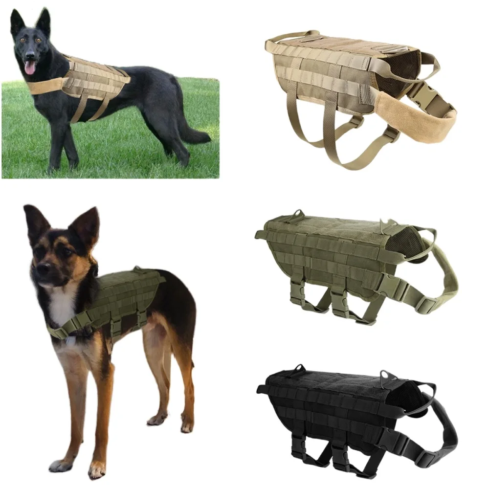 

Nylon Tactical Hound Vest Adjustable K9 Training Patrol Service Dog Harness, Leash Optional for Small Medium Large Dogs Shepherd