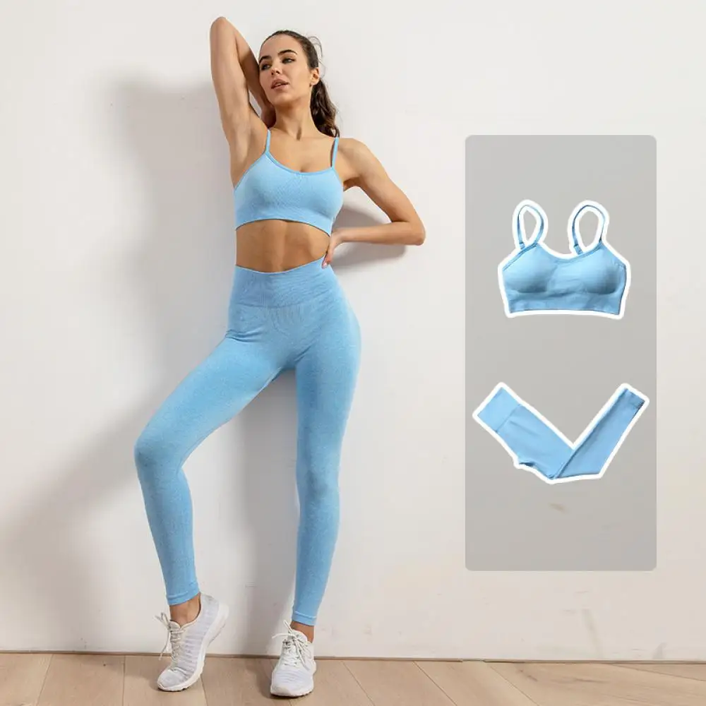 Seamless Yoga Set Women Gym Clothing Workout Sportswear Sport Set Women Hight Waist Seamless Leggings Fitness Sport Bra Crop Top