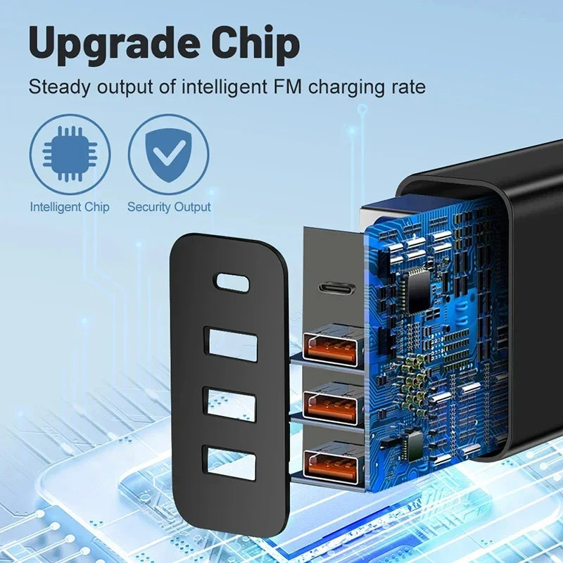 Фото Оригинальное зарядное устройство для телефона Xiaomi 67 Вт, 3 USB + PD Type-c, зарядное устройство для мобильного телефона, многопортовая зарядная головка для путешествий для Xiaomi iPhone №2