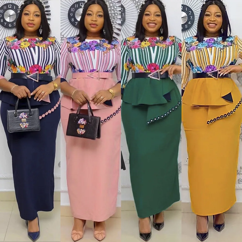 

Модный комплект из 2 предметов с Африканским принтом повседневные наряды для женщин большие размеры африканская Дашики элегантная одежда д...