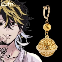 japan anime tokyo revengers earrings cosplay figure kazutora hanemiya metal hollow ball pendant earring punk jewelry accessories