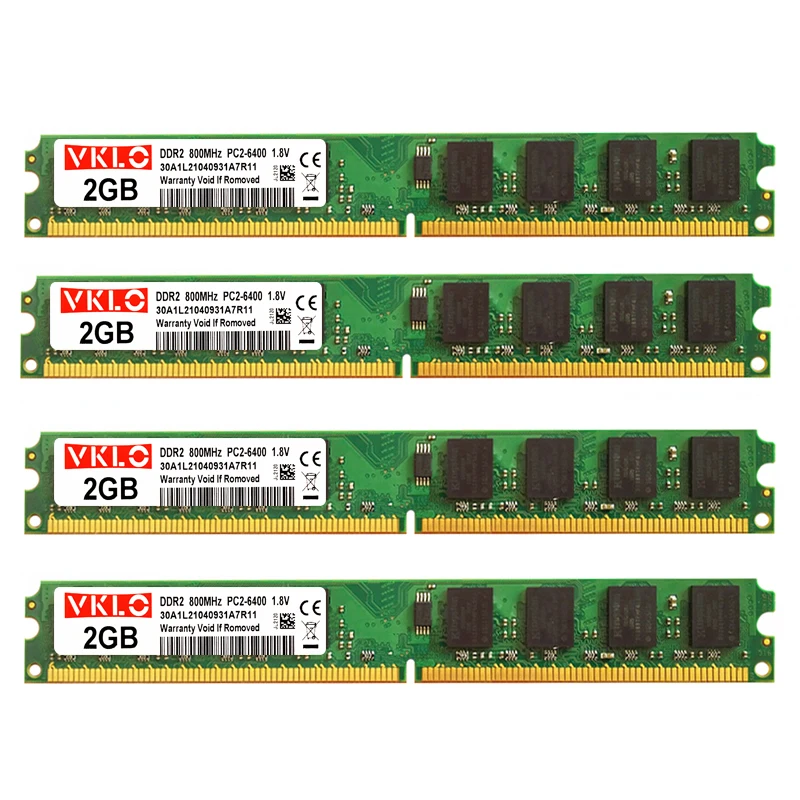 4Pieces set DDR2 2GB 800Mhz PC2-6400 DIMM Desktop PC RAM 240 Pins 1.8V NON ECC 2RX8 2-sides, 8chips per side No-ECC