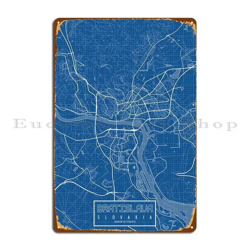 

Карта Братислава, схема, металлический знак, плакат, дизайн забавной гостиной, дизайн клуба, жестяной знак, плакат