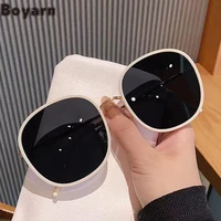 boyarn trend sunglasses shades rice white main color metal glasses personality street photography large frame sunglasses woman