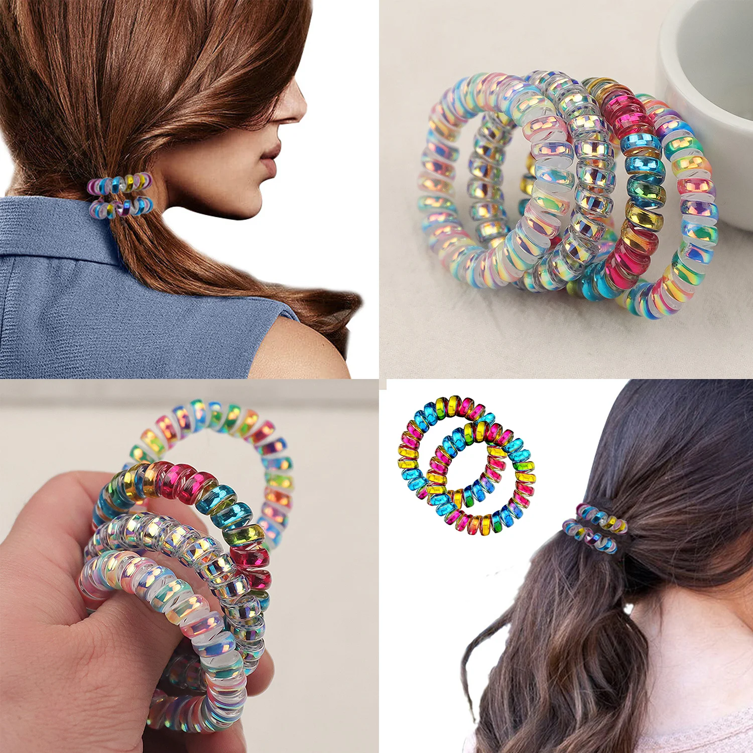 Модный блестящий телефонный шнур резинки для волос спиральные женщин и девочек