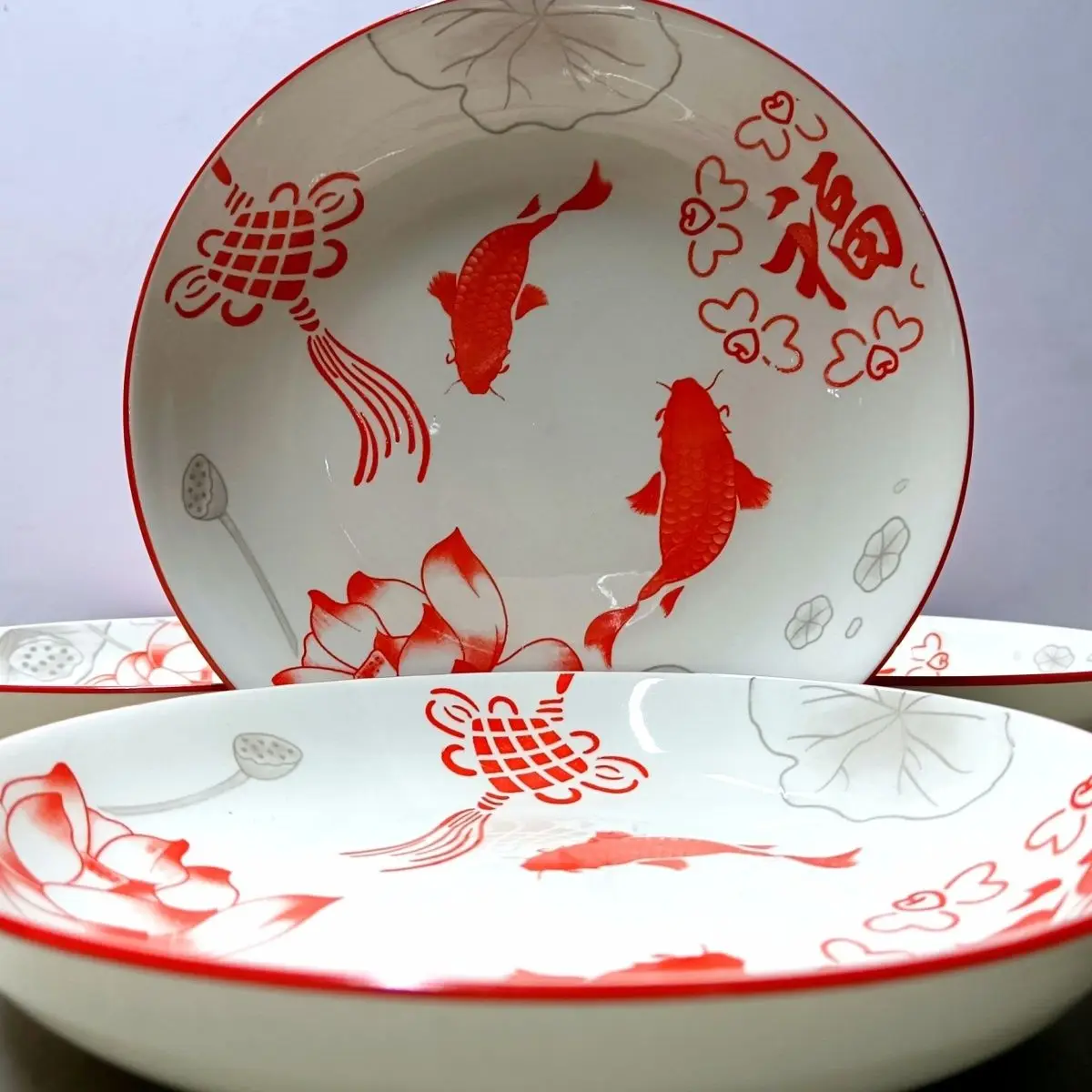 Круглая тарелка с золотой рыбкой овощная для дома новый весенний фестиваль Lucky Fish