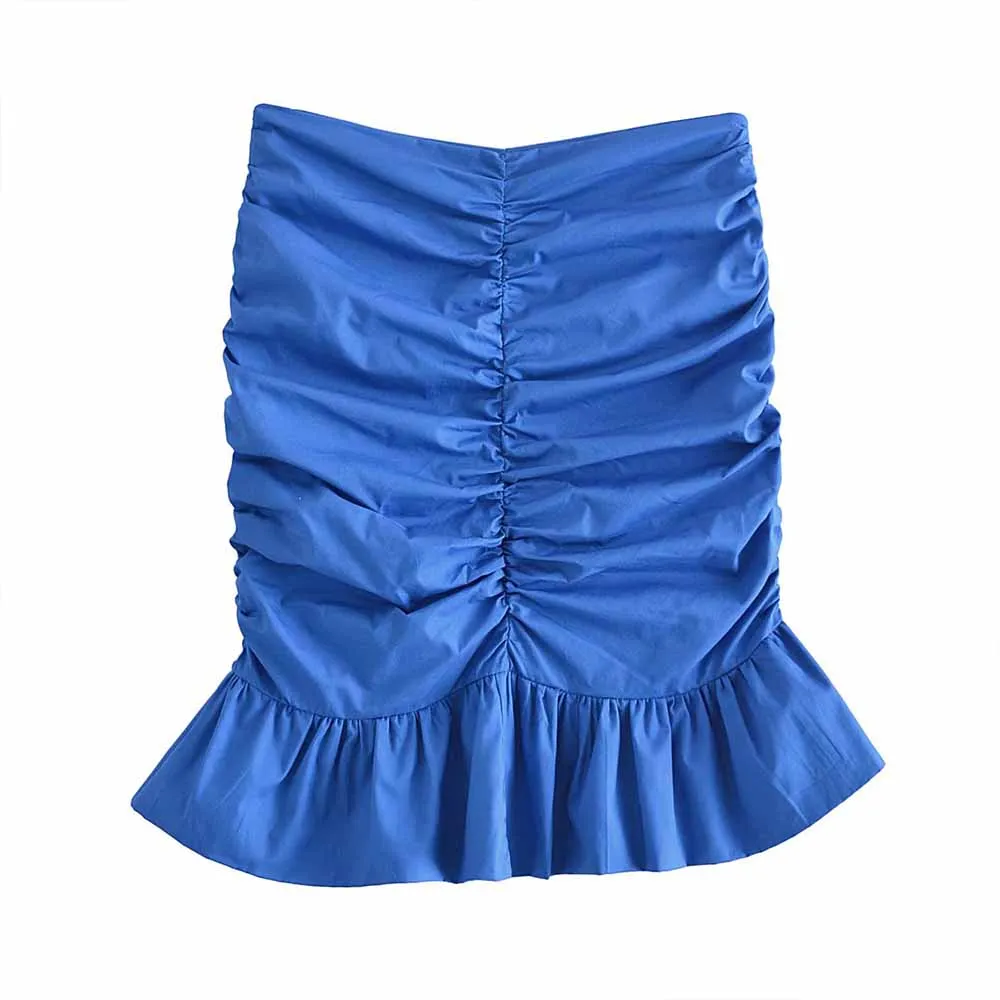 

URMASZANew Fashion Female High-waisted skirt vintage Printed Front Mermaid dress Side zipper skirts woman fashion 2022