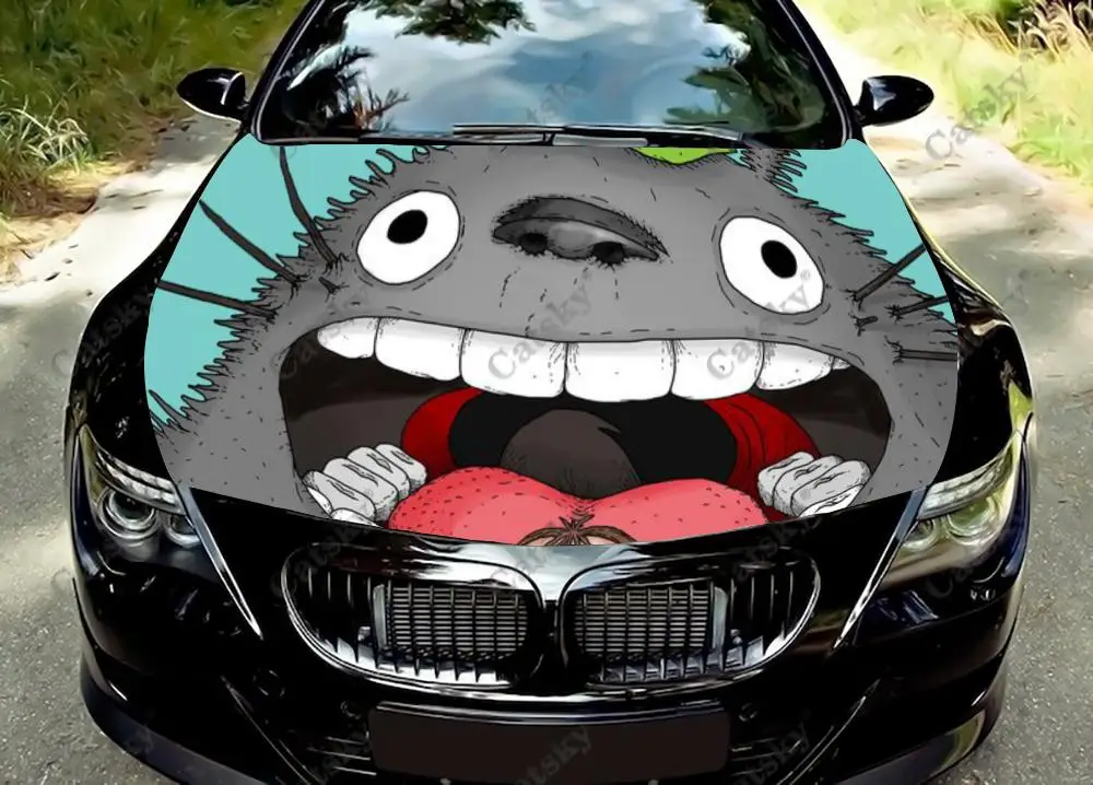 

Funny Totoro Anime Custom Car Hood Vinyl Sticker Wrap Vinyl Film Engine Cover Decal Sticker Universal Size Car Hood Protect Film