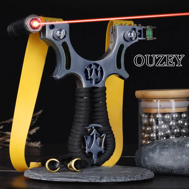 

The New Resin Infrared Laser Sight Flat Leather Catapult Free Binding Fast Compression Slingshot For Outdoor Competitive Hunting