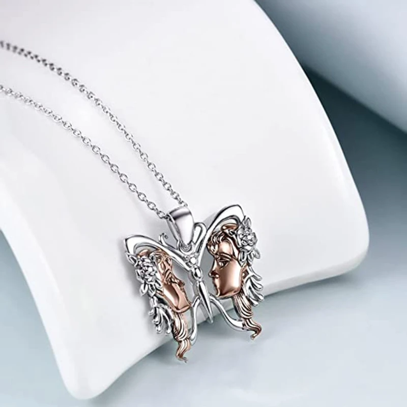 

Retro Sister Butterfly Pendant Necklace Jewelry Decoration Gifts for Best Friend