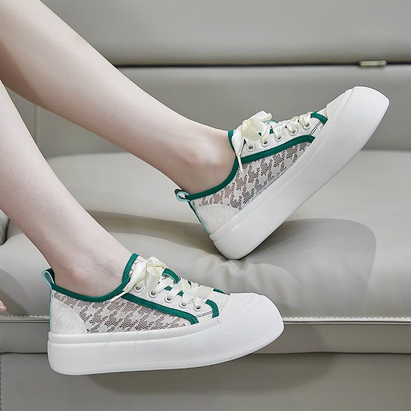 2022 Summer New Women's Mesh Casual Shoes Women's Tenis Femino Lace Up Breathable Women's Shoes Outdoor Walking Sports Shoes