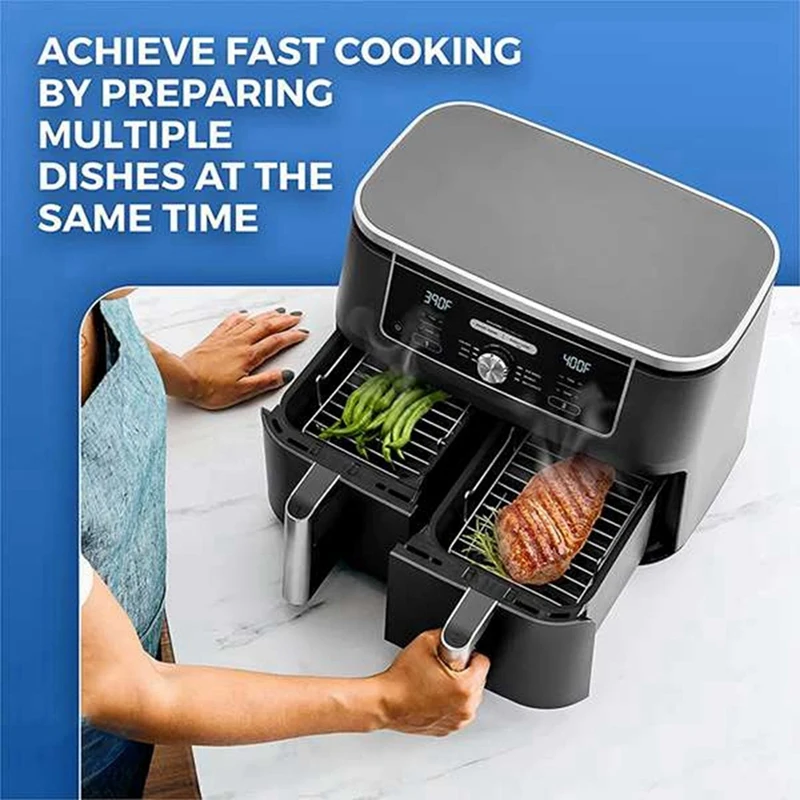2023 Hot Sale-2X Air Fryer Rack For Double Basket Air Fryers, Air Fryer Accessories Compatible For Ninja Foodi DZ201/401