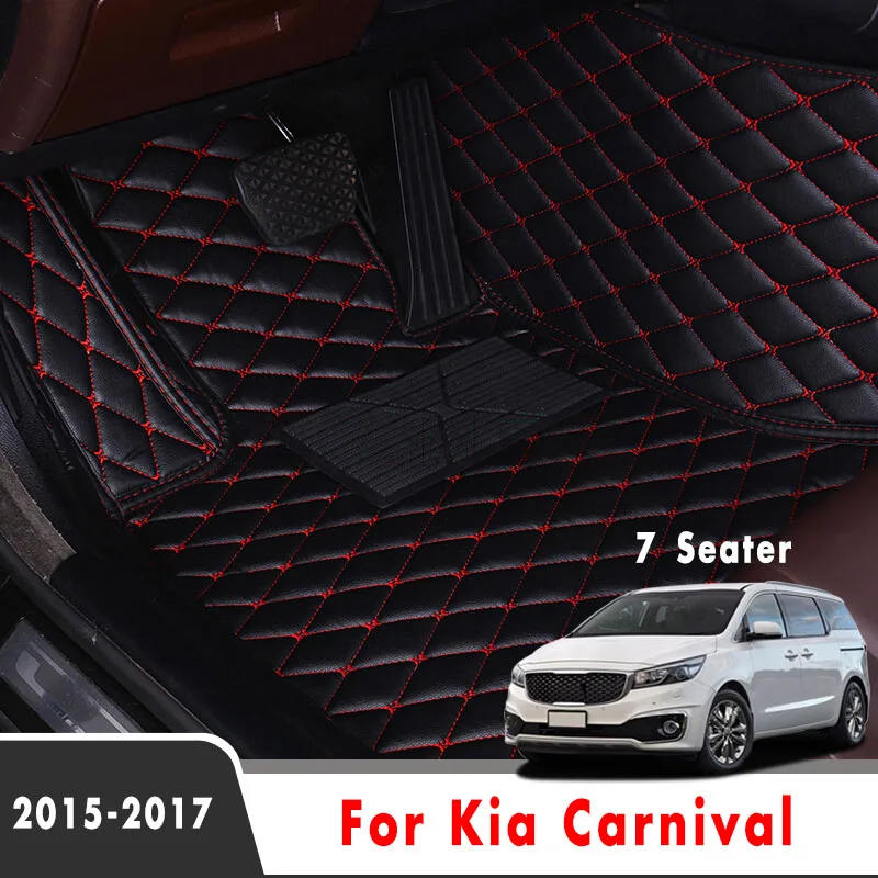 

LHD For Kia Carnival Sedona 2017 2016 2015 (7 Seater) Car Floor Mats Accessories Styling Decoration Leather Carpets Auto Rugs
