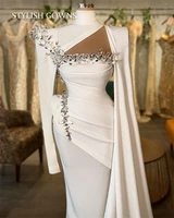 2022 luxury white high neck wedding dress beaded crystal bridal gown pleats formal gowns cut out robe de soir%c3%a9e de mariage