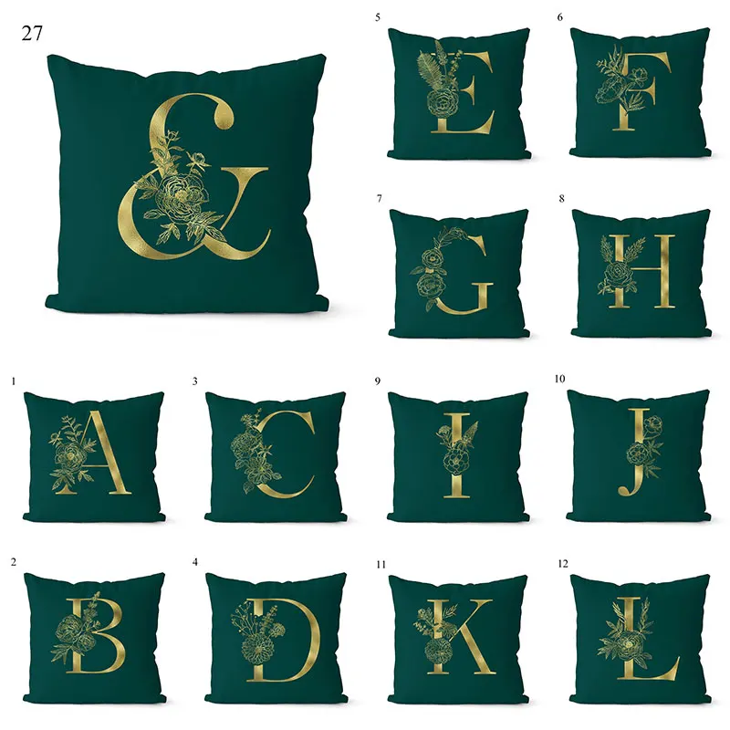

Dark Green Gold Letter Pillowcase Throw Pillow Cover Decative Pillows Body Pillow Cases Home Sofa Decoartion Fashion Hot