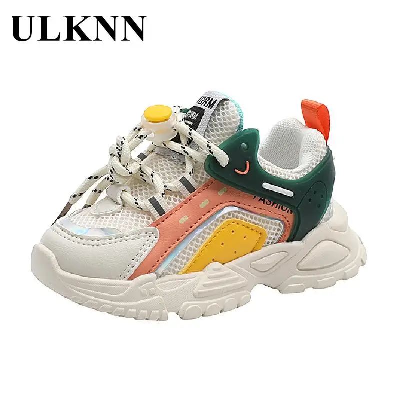 Детская дышащая школьная обувь ULKNN, бежевая сетчатая спортивная обувь для девочек, 2022, размер 21-30, обувь для младенцев