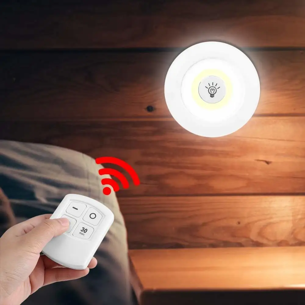 

Wireless LED Lights Kitchen Under Cabinet Lighting With Remote Control Battery Powered COB Dimmable Closet Night Lights Lighting