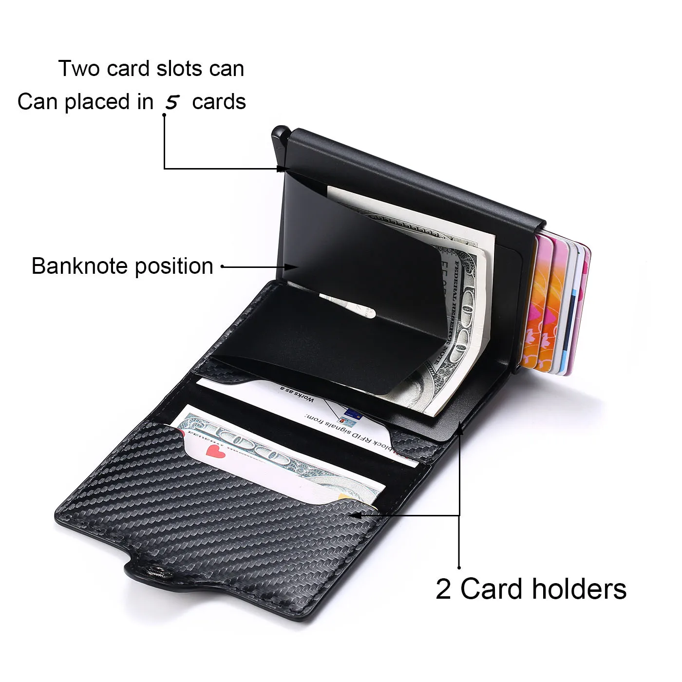 Blocking Vintage Men Credit Card Holder Aluminum Alloy Business ID Card Case Automatic Male Metal Leather Cardholder Wallet 2021