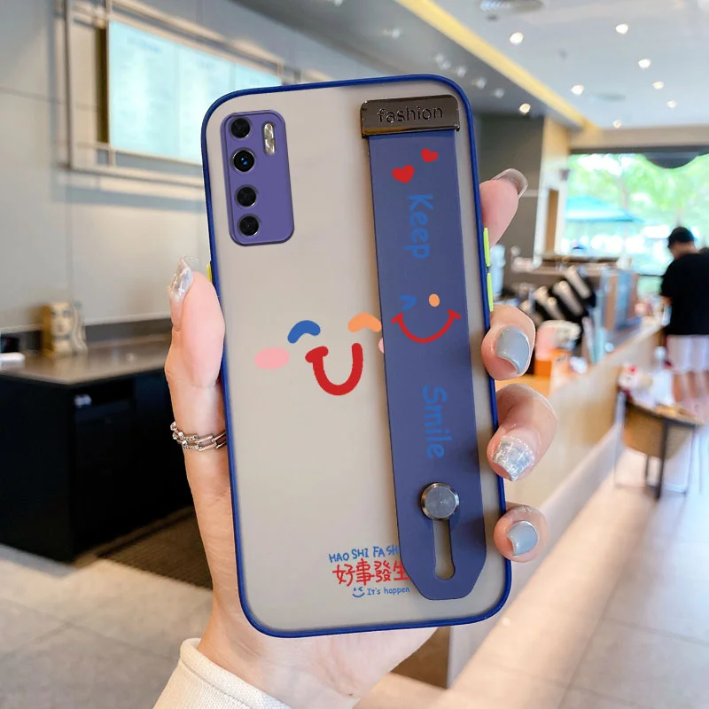 

Wrist Case for Tecno Camon 17P Pova 3 Neo Spark 5 Pro 5 Air 6 Air 6 GO GO 2020 Simple smile Stand Holder Phone Case Simple wind