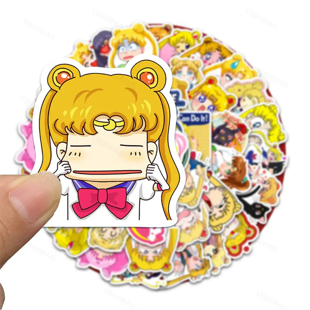 

100pcs Sailor Moon Stickers Anime Waterproof Kawaii Girls Cartoon Decals Graffiti Diary Phone Case Luggage Kid Sticker Toys