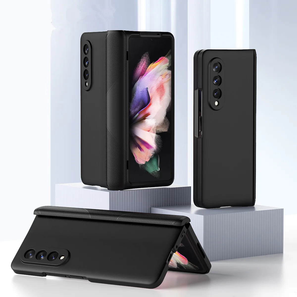

Fashion Matte Full Protection Anti-Drop Folding Armor Case For Samsung Galaxy Z Fold 3 5G Tempered Glass Protector Film Cover