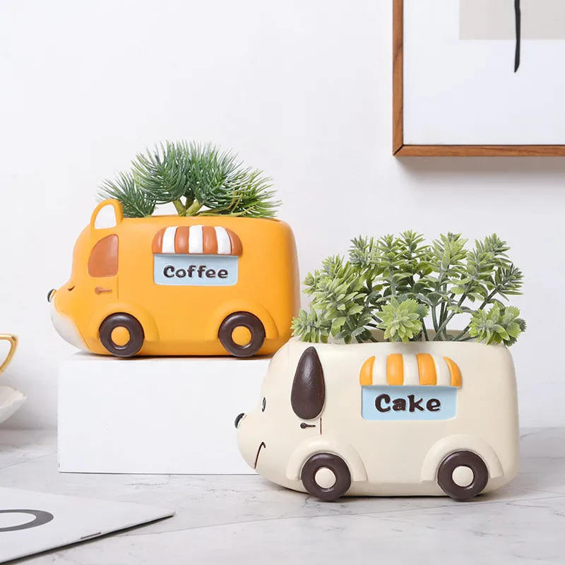 

Cartoon Animal Cars Succulent Flower Pot Office Home Decoration Green Plant Garden Pot Micro Landscape Flower Device Plant Pot