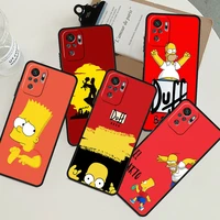red the simpsons case for xiaomi redmi note 11 10 9 8 pro k40 10s 9s soft phone cover 8t 9a 9c 9t 7 tpu silicone back shell capa