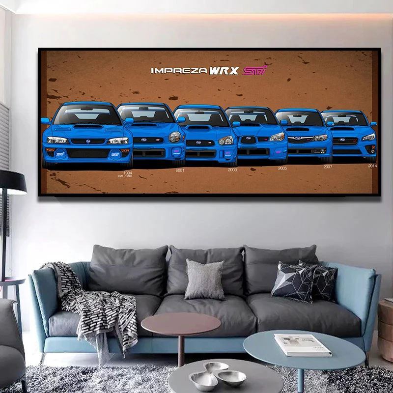 Настенная печать Blue Cool Car Impreza WRX STI