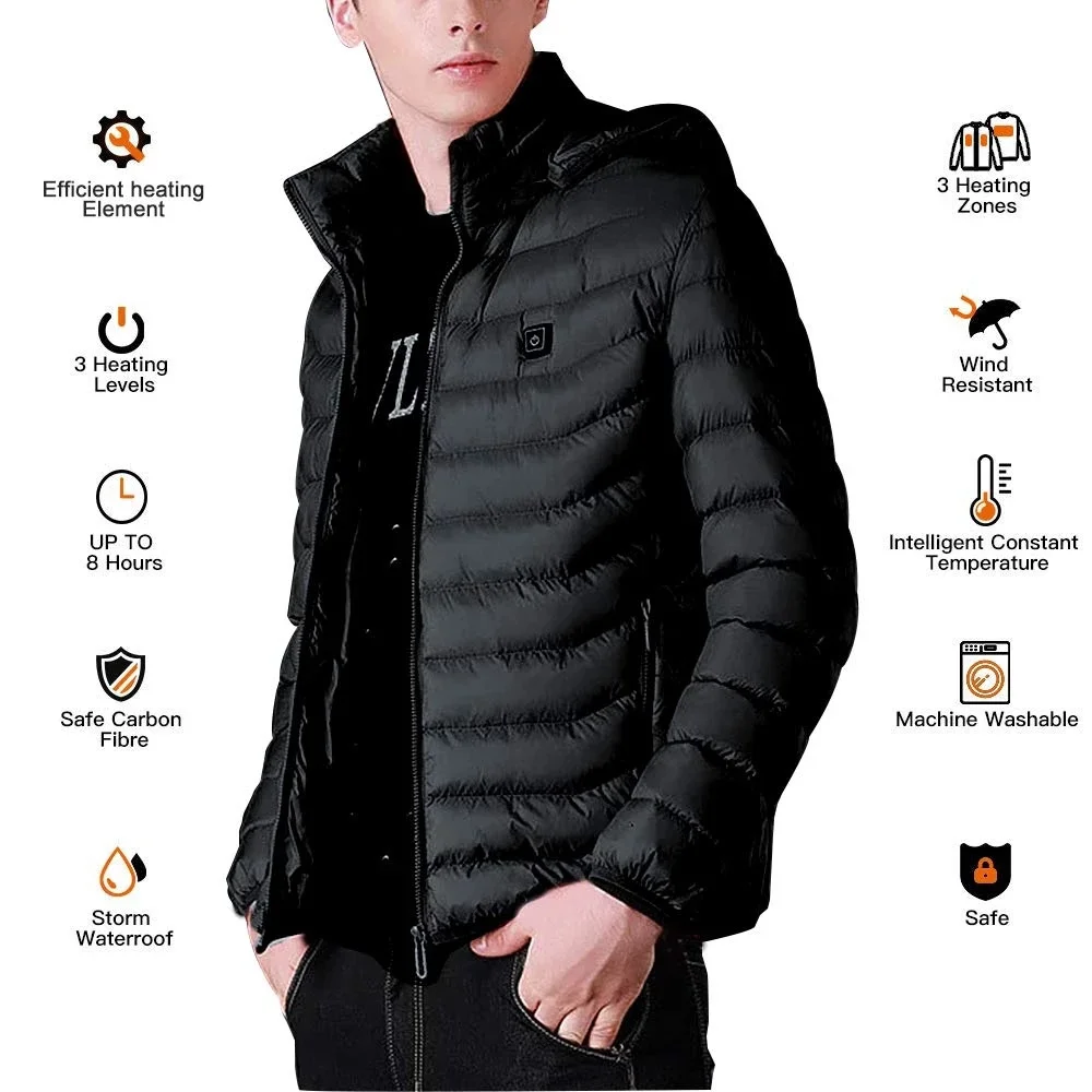 Men Winter Warm USB Heating Jackets USB Outdoor Electric Heating Jackets Warm Sprots Coat Heatable Thermal Cotton jacket 2022