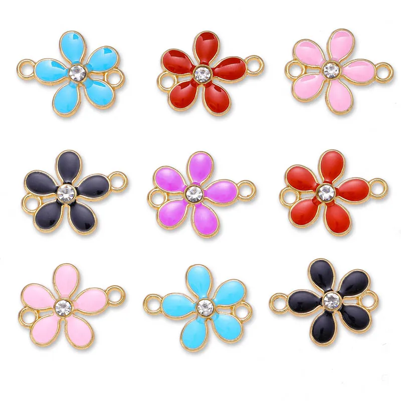 

Peixin 20Pcs Colorful Shiny Flower Connector Purple Yellow Pink Alloy Charm for Jewelry Making DIY Bracelet Necklace Accessories