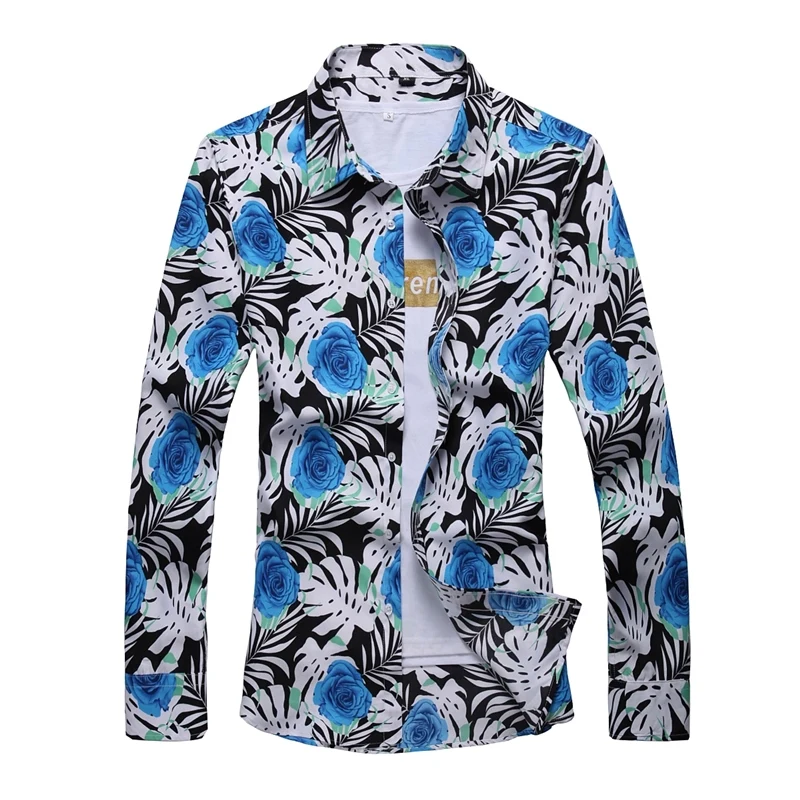 

Men's Fashions 2022 Autumn Spring Clothes Print Shirts Long Sleeves OverSize 5XL 6XL 7XL Hawaiian Beach Casual Floral For Man