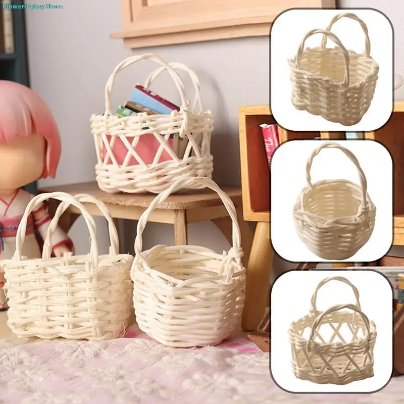 

1PC 1:12 Dollhouse Miniature Storage Basket Food Vegetable Woven Frame Model Kitchen Decor Toy Doll House Accessories