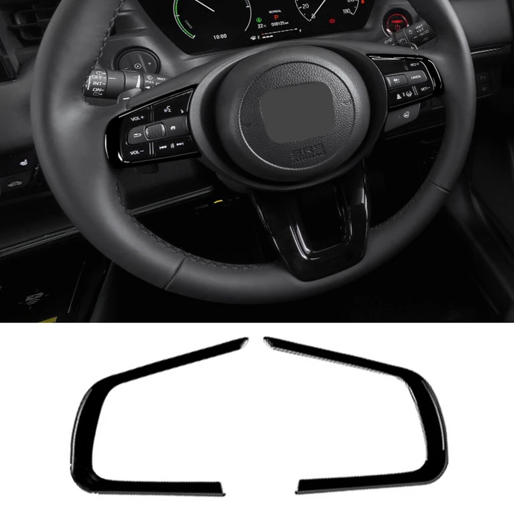 

Блестящая черная панель рулевого колеса для автомобиля, 2 шт., отделка, декоративная рамка, Наклейка для Honda Vezel HR-V HRV 2021 2022